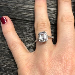 Emerald Cut CZ Engagement style ring Sz 6